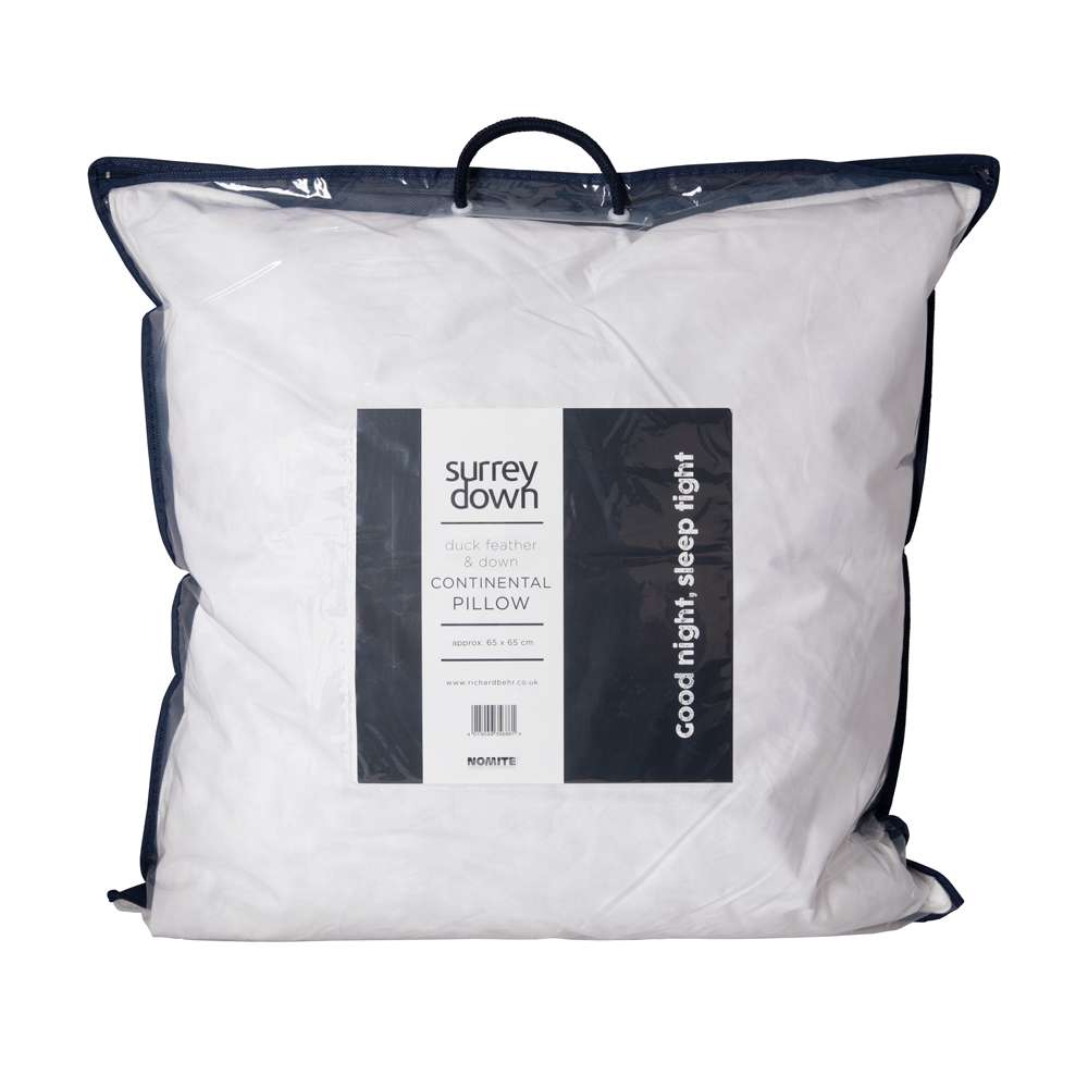 Surrey Down Duck Feather and Down Soft Continental Pillow - Down & Cotton